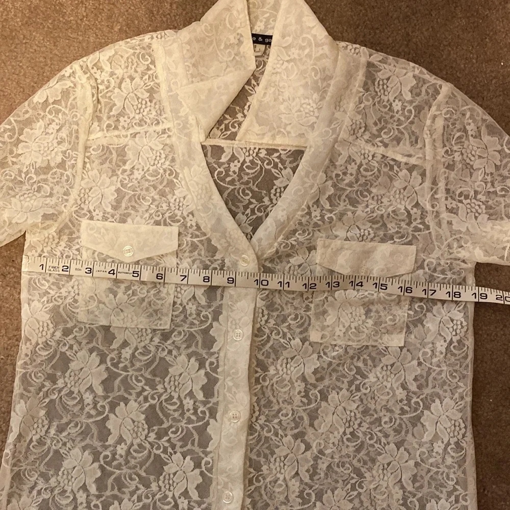 White Lace Button Down Top Layer - Picture 5 of 8